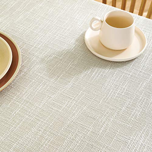 AmHoo Rectangle Heavy Weight Tablecloth Waterproof Cotton Linen Table Covers for Kictchen Dining Indoor and Outdoor Use 60×104Inch Beige