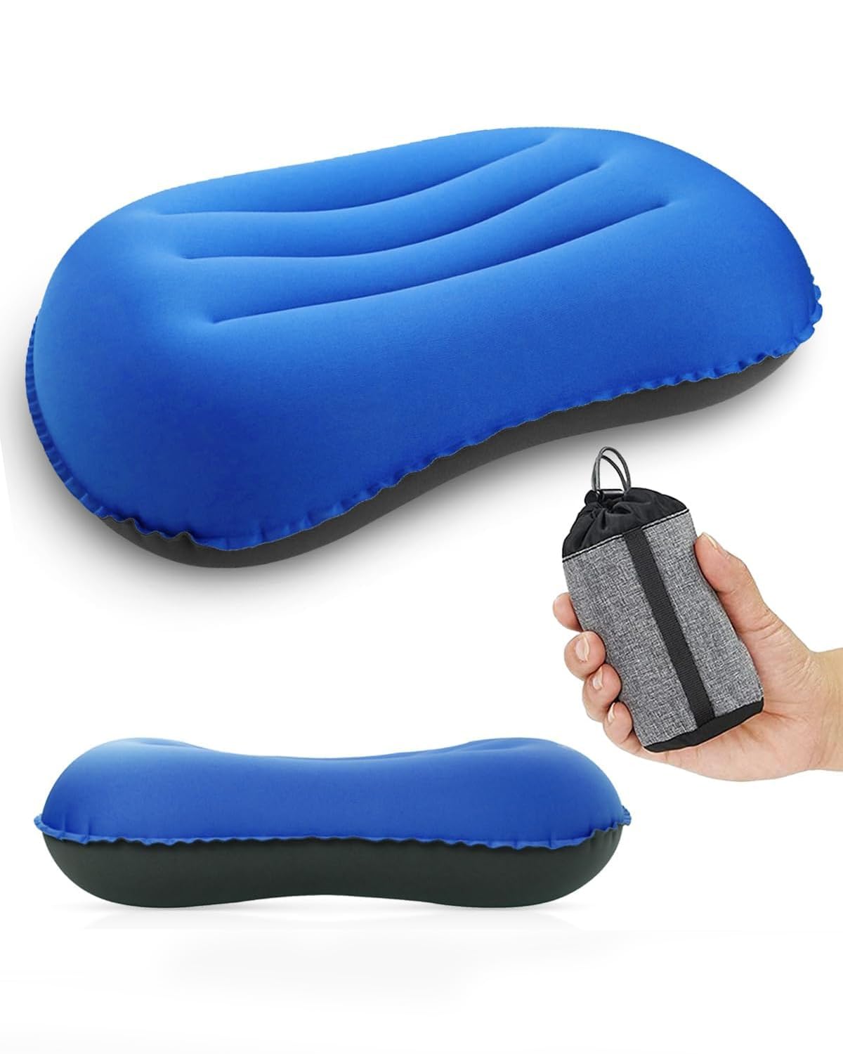 Jovrun Ultralight Compact Inflatable Camping Pillow With Storage Bag for Neck Support - Ergonomic Blow Up Design for Hiking Traveling - Orange 42 * 31 * 10cm