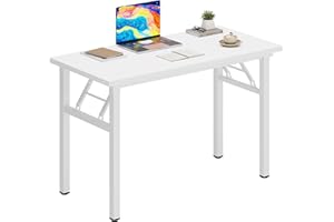 DlandHome Folding Desk Small Desk 31.5 inches Small Computer Desk for Home Office Folding Table Writing Table for Small Spaces No Assembly Required White & White Frame
