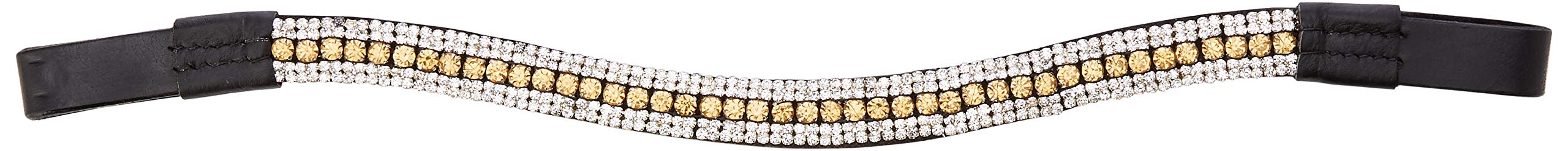 Cwell Equine New Diamante Bling Sparkly Browband 5 Rows Crystals Dressage Light Colarado Clear Black Leather (Full 16 Inches)