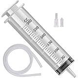 MOTUO 300ml Large Syringe with 130cm Tube Plastic Measuring Syringe for Oil Fluid Suction, Nutrient Measuring, Watering Exper