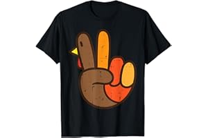 THANKSGIVING SHIRTS WOMEN MEN KIDS BOY GIRL GIFTS Peace Sign Turkey Hand Cool Thanksgiving Hippie Men Women T-Shirt