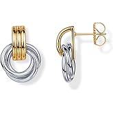 PAVOI 14K Gold Plated Door Knocker Statement Earrings for Women - Chunky Gold Earrings for Women - Trendy Mixed Metals Bold Knot Drop Dangle Jewelry
