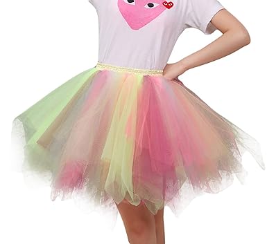 Feoya Damen Rock Tutu Polyester Damenrock Tütü Cosplay Kurz Tanzkleid Party Minirock Pettiskirt Tüllrock Unterrock Sommer Fal