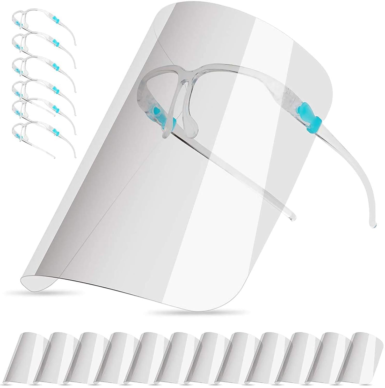 Photo 1 of salipt Face Shields Set with 12 Replaceable Anti Fog Shields and 6 Reusable Glasses for Women and Man to Protect Eyes and Face