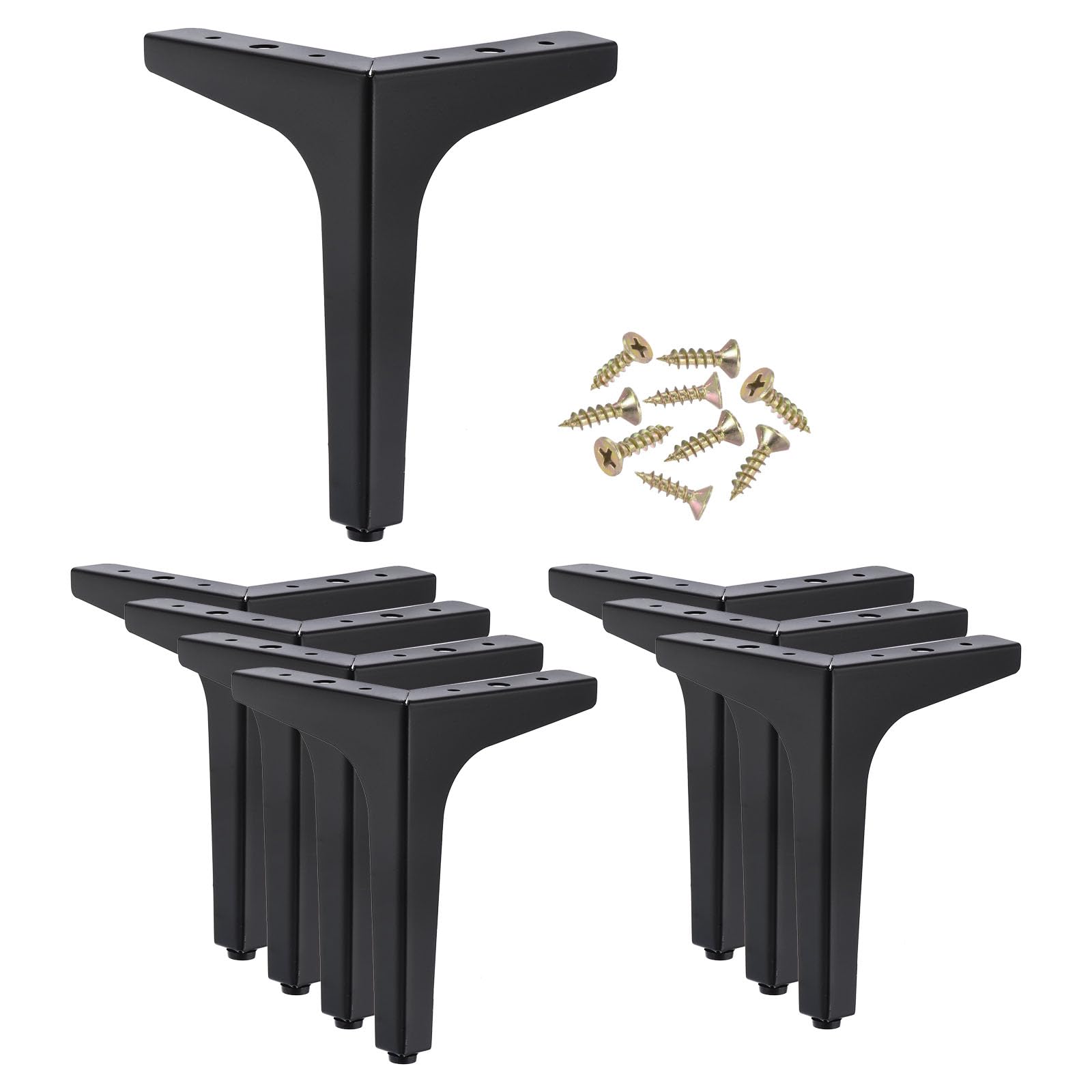 PATIKIL Metal Furniture Legs 7 Inch, 8 Pack Triangle Furniture Feet DIY Replacement Legs Modern Style for Cabinet Cupboard Table Couch Sofa Dresser, Black
