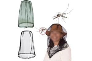 GYWHOOFT 2 PCS Net Face Mesh Cover Mosquito Net Protects Face, Head, Neck from Bugs, Flies, Insects, Bees Suitable for Outdoo