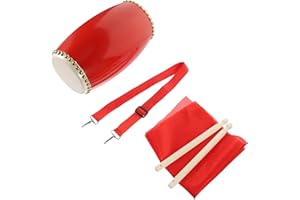 Luxshiny Traditional Chinese Waist Drum with Strap Hand Drum for Adults and Seniors Percussion Instrument for