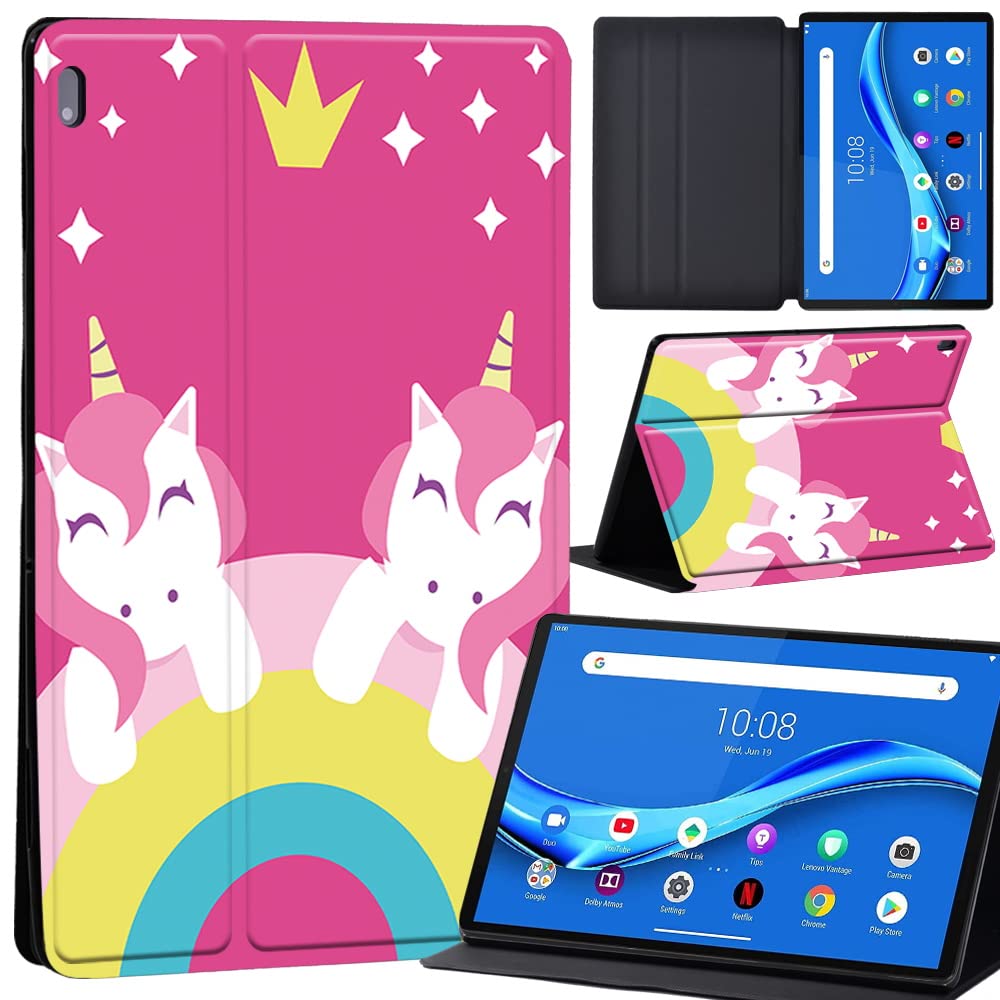 Case For Lenovo Tab M10 FHD Plus 10.3 inch (TB-X606X TB-X606F) Leather Case with Auto Wake-up, Flip Case for Lenovo Tab M10 FHD Plus Cover (pink twin unicorn)