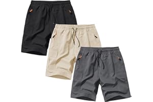 SHOOYING Boys Cargo Shorts Quick Dry Athletic Zipper Shorts Sets