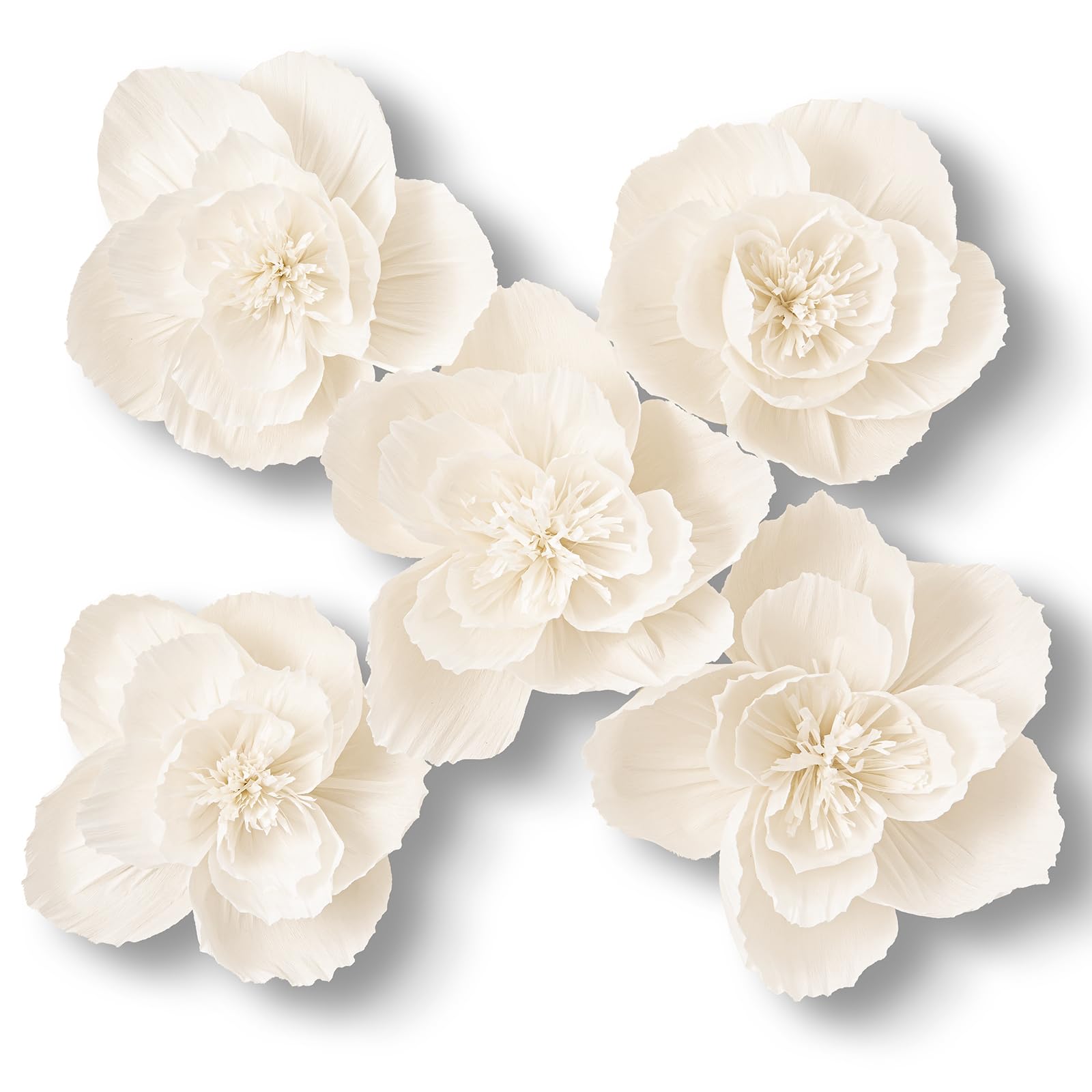 Photo 1 of MEJOY 5 Pcs 3D Paper Flower Decoration for Party, Wedding Decoration, Background Wall, Nursery Room Decoration, Bridal Shower, Baby Shower