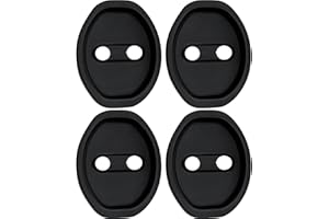 FOJOO Car Door Latch Cover – 4PCS Universal Silicone Door Lock Protector, Noise Reduction, Shock Absorption, Dust & Rust, Self-Adhesive Door Lock Latch Protector Car Accessories for Most Vehicles (Black)