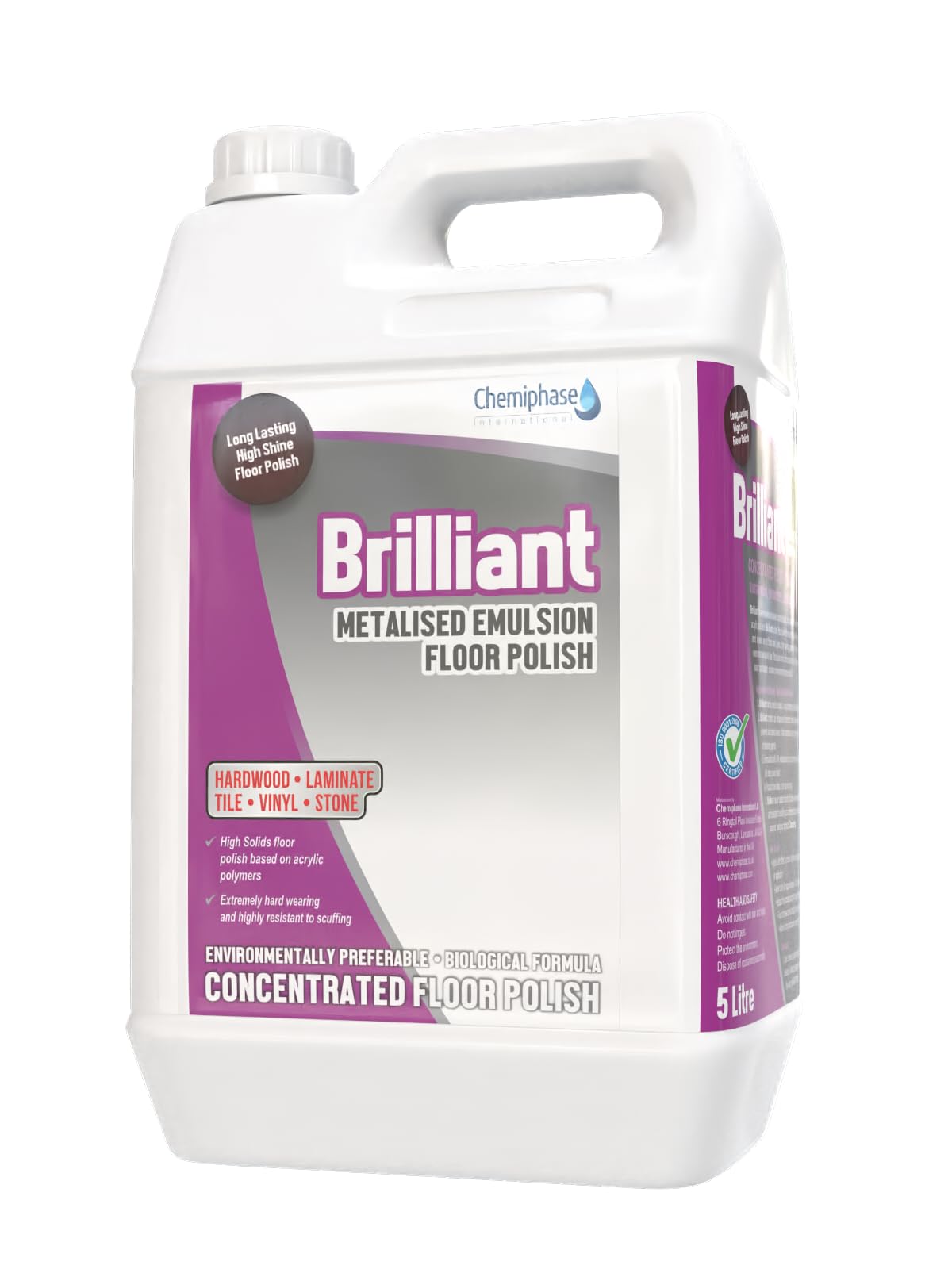 Brilliant High Solids Wood Floor Polish – 5 Litres Metallised Formula for Superior Shine & Durability – Professional-Grade Protection for Wooden Floors