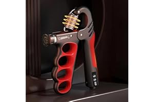 Auto-Count Grip Strengthener, 5-100KG Adjustable Resistance, Red Forearm Trainer for Strength Building with Display