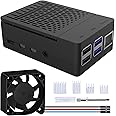 GeeekPi Case for Raspberry Pi 4, Pi 4 Fan ABS Case with PWM Cooling Fan 40X40X10mm and 4pcs Heatsinks for Raspberry Pi 4 Model B (Black with Large Fan)