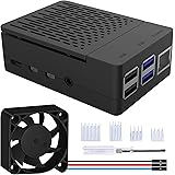 GeeekPi ABS Case for Raspberry Pi 4 Model B, Raspberry Pi 4B Case with PWM Fan 40X40X10mm and 4pcs Heatsinks for Raspberry Pi
