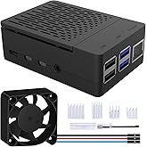 GeeekPi ABS Case for Raspberry Pi 4 Model B, Pi 4 Case with PWM Fan 40X40X10mm and 4pcs Heatsinks for Raspberry Pi 4 Model B 