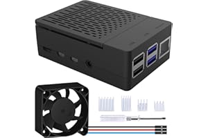 GeeekPi ABS Case for Raspberry Pi 4 Model B, Pi 4 Case with PWM Fan 40X40X10mm and 4pcs Heatsinks for Raspberry Pi 4 Model B 