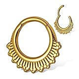 MOQIKAKA 16G 8mm Floral Gold Nose Rings