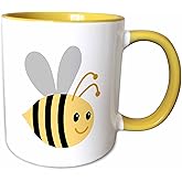 3dRose mug_224192_8 "Cute cartoon bumble bee, Yellow" Mug, 11 oz