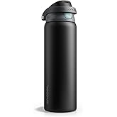 ENCOOL Leakproof Insulated Water Bottle with Straw Dual-Sip Water Bottle Bag-Safe Design for Work, Commute & Gym – Keeps Drinks Cold All Day, 32 oz, Charcoal Gray