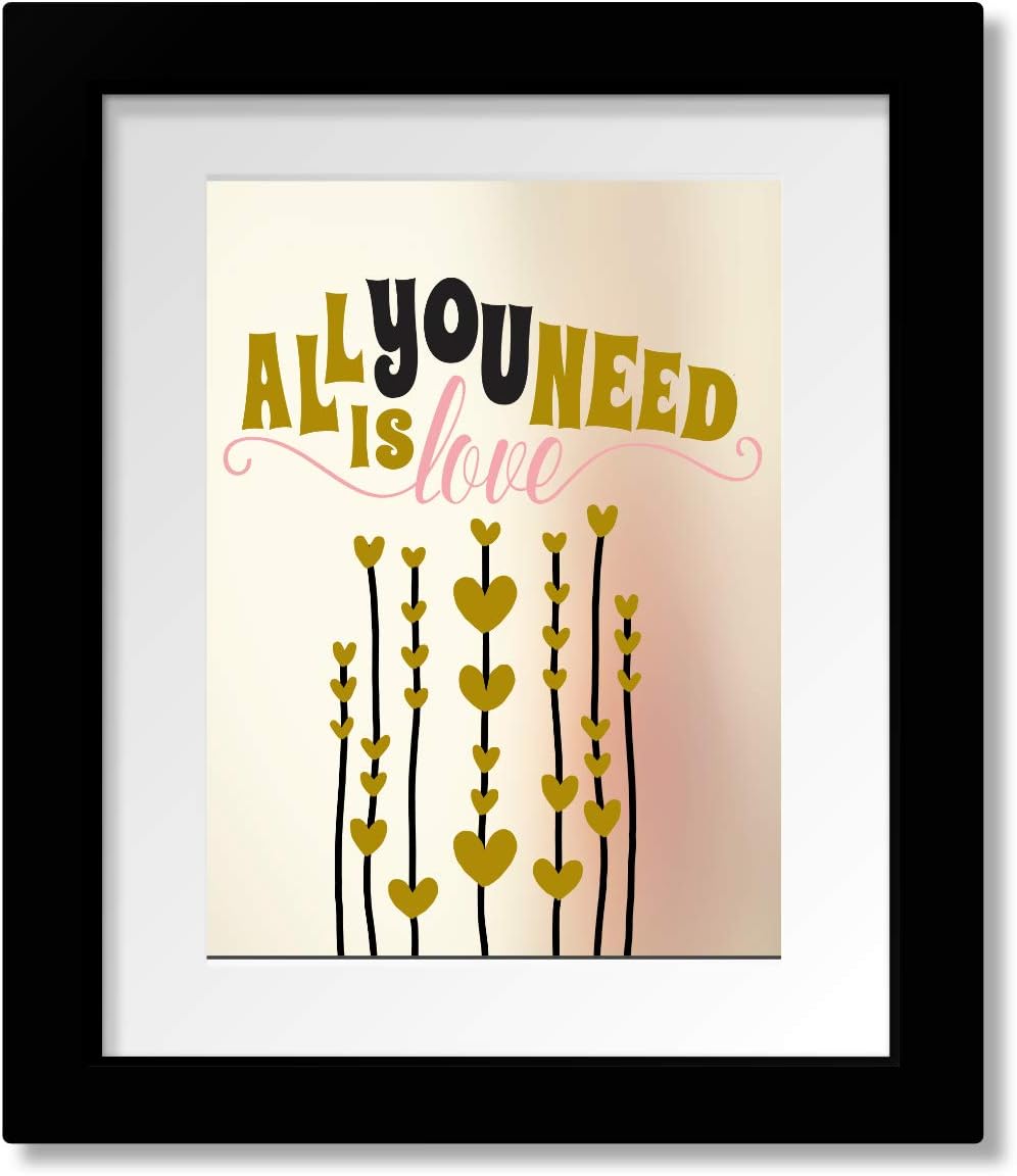 All You Need is Love Inspired Song Lyric Visual Floral Art Print, Classic Rock Music Wall Decor