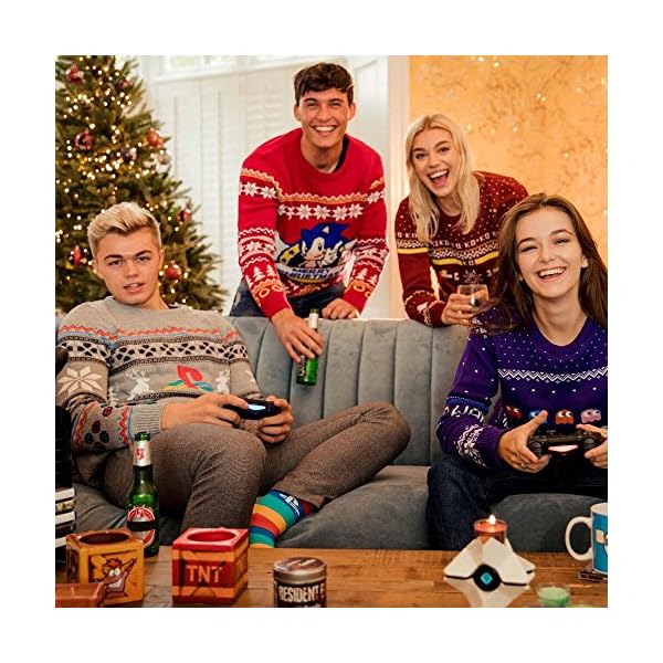 Numskull Unisex Official Playstation Console Knitted Christmas Jumper for Men or Women - Ugly Novelty Sweater Gift Grey - Image 3
