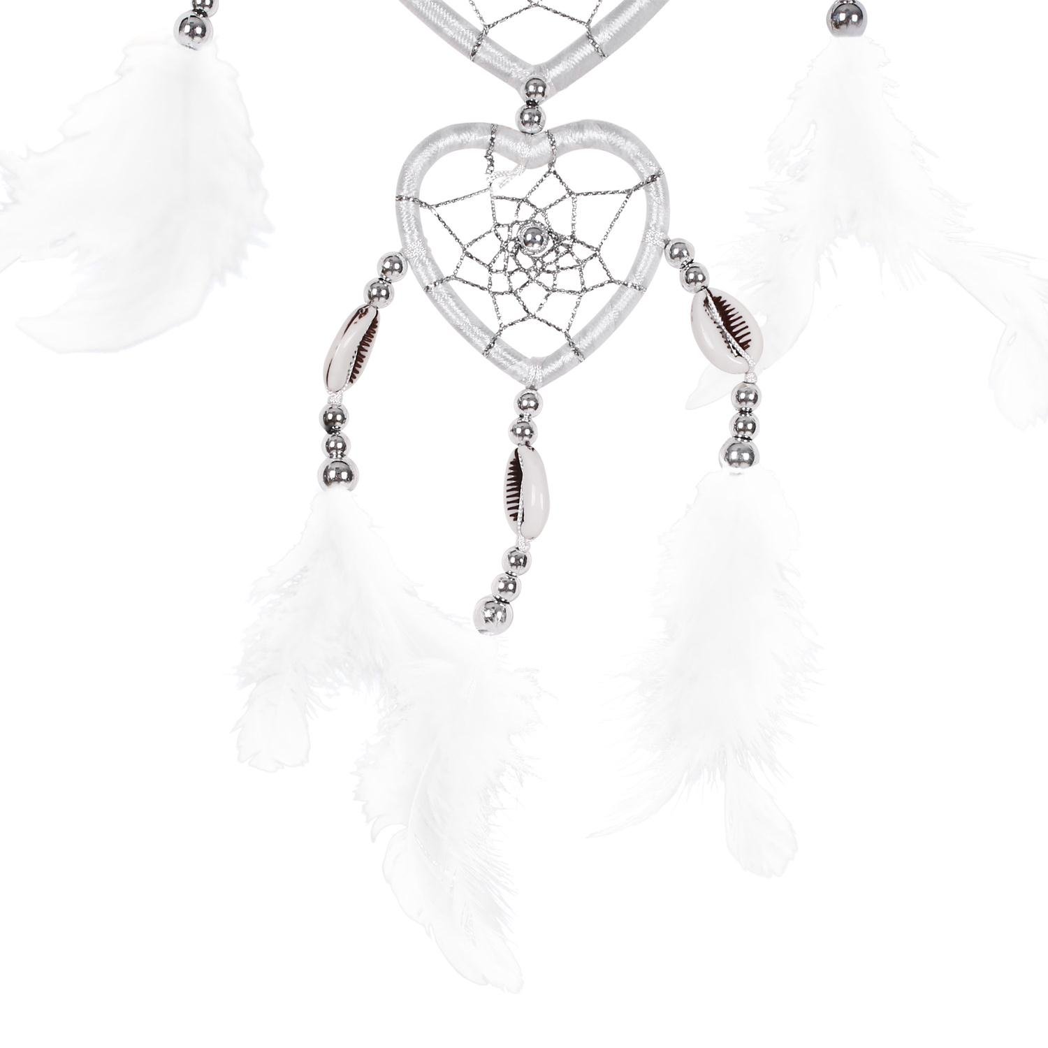 SOLRDI Dream Catcher White 24cm^10cm Heart Shape India Style Handmade Double Circular Handmade Traditional Net Home Decor Wall Car Hanging Ornament Gift