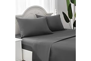 ILAVANDE Bed Sheets Set,Hotel Luxury Super Soft Microfiber Bed Sheets Set-Wrinkle Free & Breathable-14 Deep Pocket Sheets for King Size Bed (Dark Gray, King)
