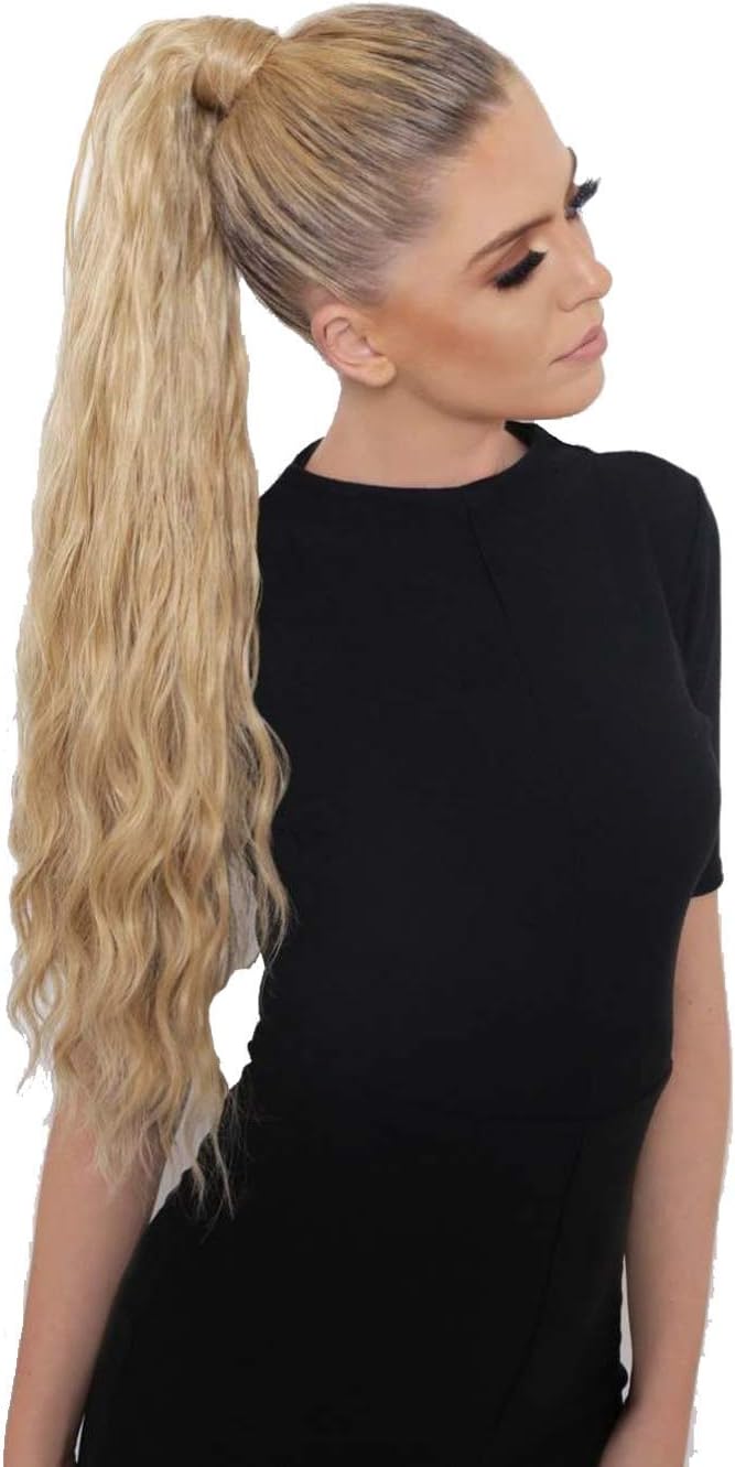 LullaBellz 26" Textured Wave Grande Lengths Ponytail Hair Extension (Bleach Blonde)