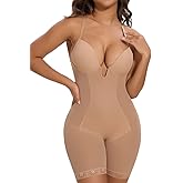 SHAPERIN Backless Shapewear Strapless Bodysuit Bra Fajas U Plunge Tummy Control Low Back Full Body Shaper Corset for Women