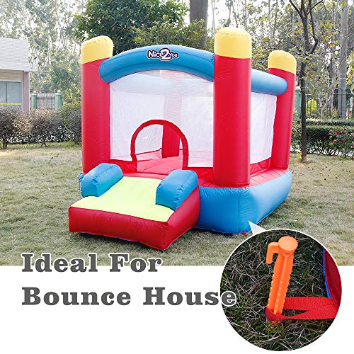 Nice2you Stakes with an Anchor - Apply to Outdoor Bounce House & Tents / Durable Plastic Pegs, Safety Orange (8.8 inch Pack of 6) - Compatible to Sand Beach Lawn Camping