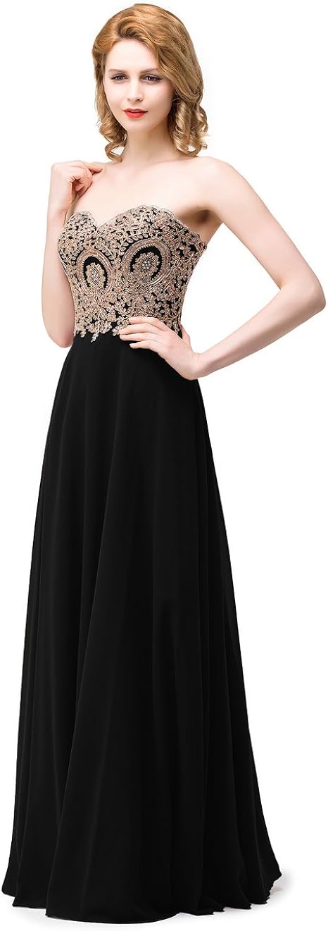MisShow Women's Prom Dresses A Line Chiffon Sweetheart Evening Dresses