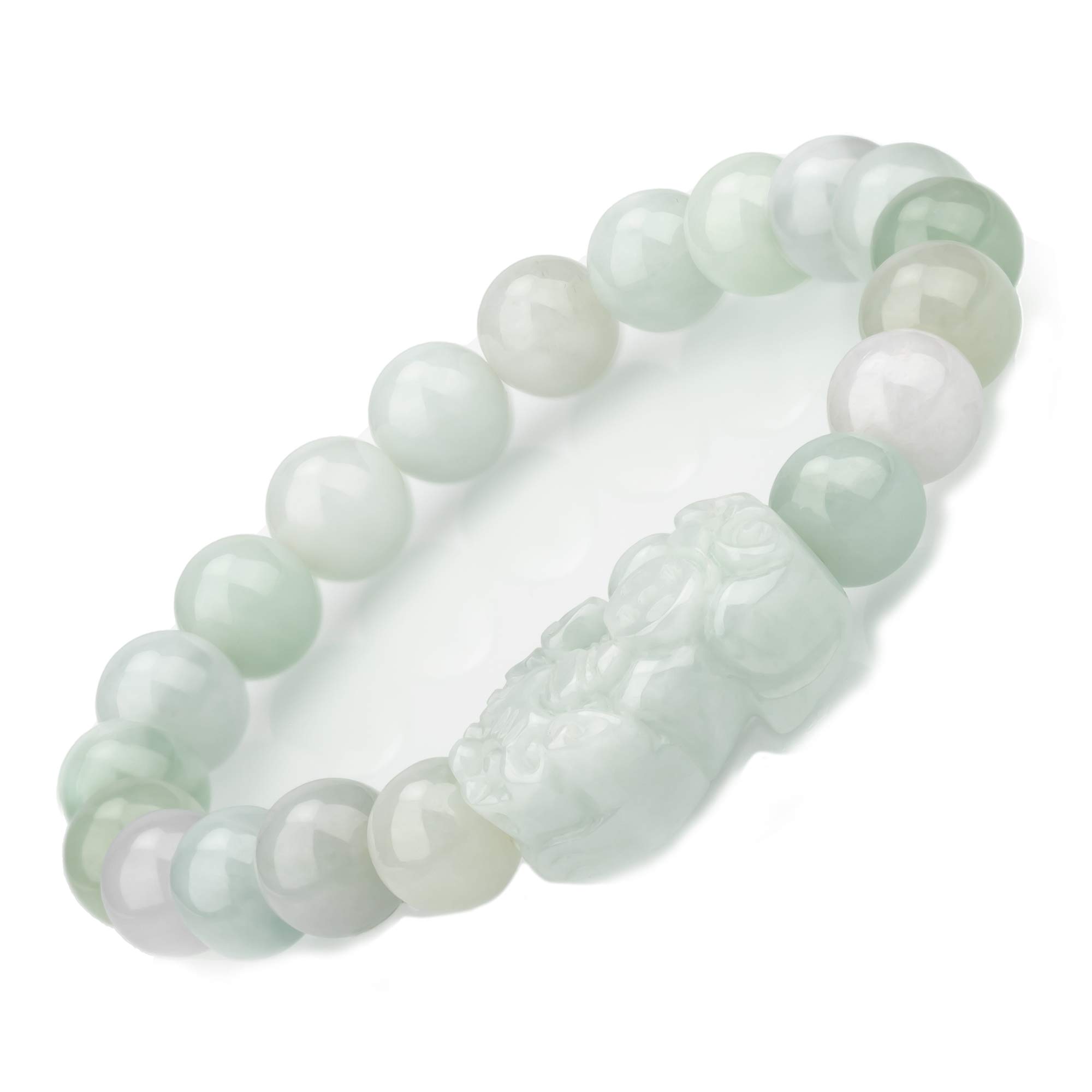 ZenBless Fengshui Wealth Prosperity Jade 10mm Bead Bracelet with Pi Xiu/Pi Yao Attract Wealth and Good Luck
