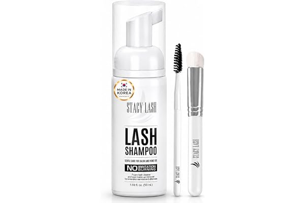 STACY LASH Eyelash Extension Shampoo & Brush / 1.69 fl.oz / 50ml / Eyelid Foaming Cleanser/Wash for Extensions & Natural Lash
