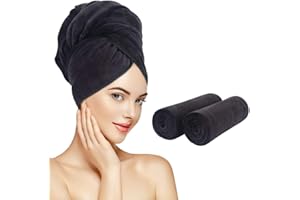 Sunland Microfiber Hair Towel Wrap for Women 2 Pack Super Absorbent Quick Dry Magic Hair Turban for Drying Long Hair Soft and