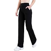 Sunzel Women's High Waist Wide Leg Yoga Pants with Pockets Stretchy Loose Lounge Workout Casual Straight Leg Pants