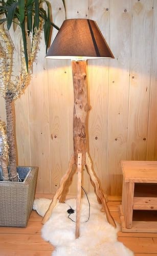 Hilmo - Stehlampe massiv Baumstamm Lampe Holz Lampe Stehleuchte 1,65 m