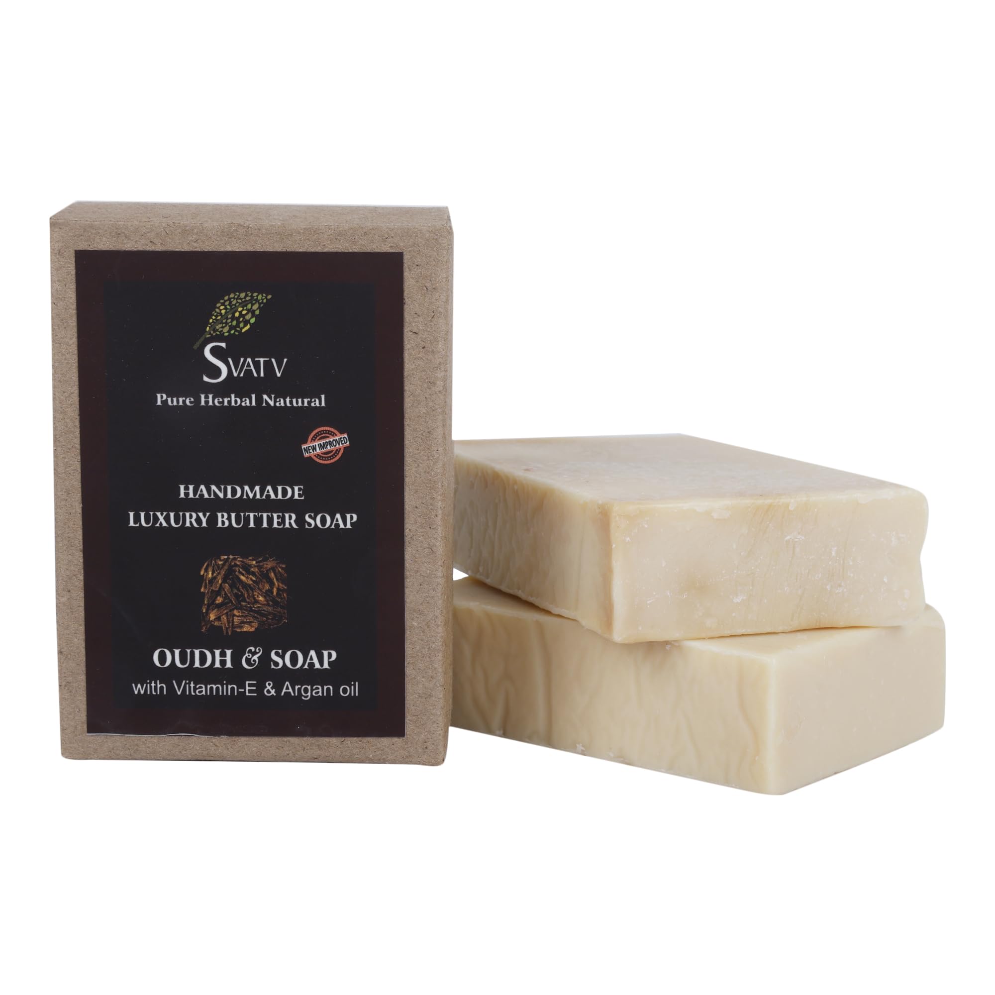SVATV Soap Oudh & Vitamin-e - Best Exfoliating Bar, Traditional Ayurvedic Herbal Soap For All Skin Type - 125 Grams x 2 Bars