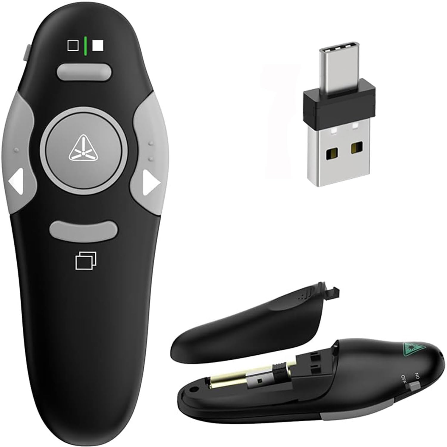 USB/Type-C 2 in 1 Presentation Clicker for PowerPoint Presentation Remote, 2.4GHz Wireless Presenter Remote USB Google Slide Advancer PPT PowerPoint Clicker for Mac, Keynote, Computer, Laptop
