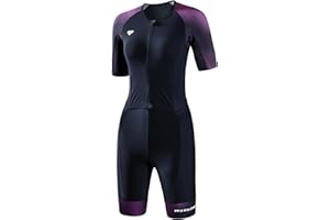 MY KILOMETRE Women's Triathlon Suit – Quick-Drying Sleeves One-Piece Tri Suit with Front Zip and UPF 50+