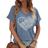 Women's V-Neck Outdoors Shirt Funny Camping Mountain Hiking Nature Lovers Adventure Graphic Tees Tops
