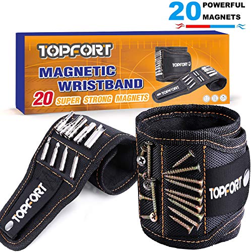 TOPFORT Wearable Magnetic Wristband with 20 Strong Magnets for Holding Screws, Nails, Drill Bits - Best Father's Day Gift for Men, DIY Handyman, Father/Dad, Husband, Boyfriend, Women (Black) - Thumbnail 7