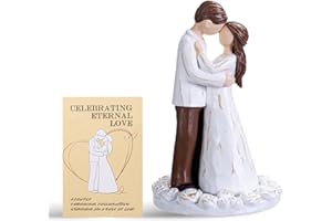 SIGUEJOR Wedding Cake Toppers Bride and Groom Gift, Hand-Painted Resin Sculpture of Embracing Bride and Groom, Romantic Gifts for Couples Anniversary Engagement Valentines Day Gift Ideas