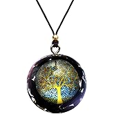 EternalOrgone Handmade Crystal Pendant Obsidian Chakra Gemstone Reiki Healing Crystals Orgonite Necklace for Good Luck Yoga Meditation Jewelry - Adjustable Rope