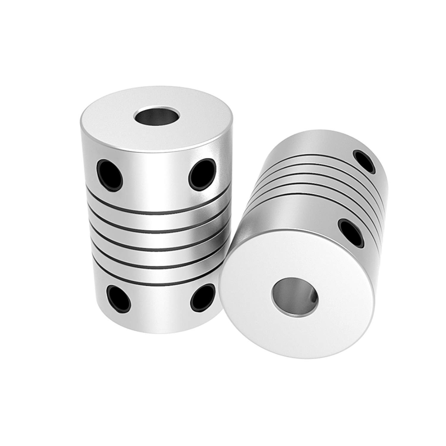 Pack of 2 Flexible Shaft Couplings 5 mm to 8 mm 19 x 25 Stepper Motor Coupler Aluminium Alloy CNC Joint Connector Motor Shaft Coupling 3/4/5/6/6.35/7/8/10 mm (5 mm x 5 mm)
