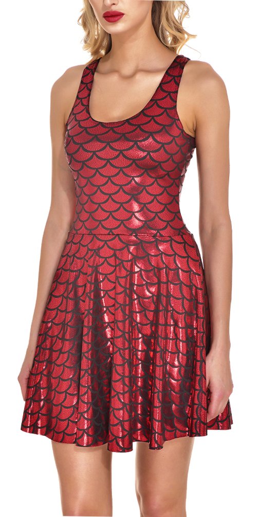 chinese dress ladies Rainbow Fish Scales Skater Dress S main image 0