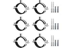 AKIHISA 6 Pcs 2.4-2.5 Inch Split Ring Pipe Hanger, 60-64mm Heavy Duty Adjustable Pipe Bracket Clamp with Screw & Expansion Tube, Wall Ceiling Mount Combination Thread M8/M10 Metal Pipe Clamps