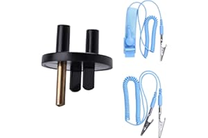HPFIX Grounded Outlet Plug, Anti-Static Wrist Strap (Adjustable up to Size XL) and Grounding Cord, Earth Connection | ESD Safe for Computer, PC Building Eelectronics