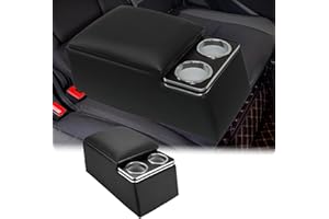KUNCAIISH Black Universal Truck Seat/Bench Organizer, Center Console Organizer with Cup Holders and Padded Top Lid, Center Co